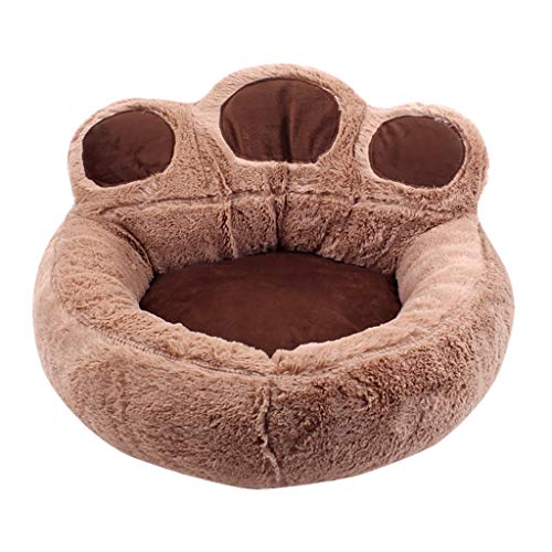 Cama Sofá Redondo para Mascotas Forma de Garra Cesta Linda de Perros con Cojín Extraíble Casa Cama de Felpa Nido Cómoda para Gatos y Perros HULKY(marrón,L)