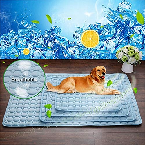 Camas para mascotas, Refrigeración estera del cojín, for Perros Gatos hielo Mat Seda de enfriamiento del amortiguador de la manta for Kennel Sofá cama en el suelo, Tamaño: 63x50cm ( Color : Blue )