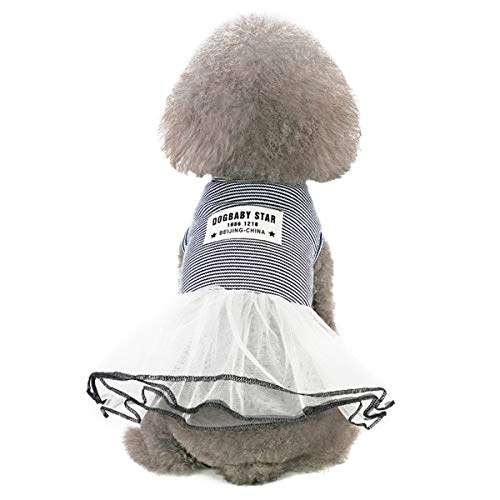 Camisa Vestido para Cachorro de Perro Gato Pequeño Vestido Básico Chaleco Ropa de Verano para Perro Colores Rosa a Rayas Gris Solo para Cachorros de Perras Gatas Pequeñas Hembras - Peso 0,6-6,0 kg