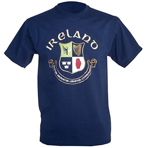 Camiseta con estampa grande del escudo de las cuatro provincias de Irlanda. Color azul marino azul azul marino Talla única