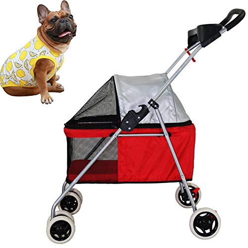 Carritos para Perros, Cochecito del Animal Doméstico Roadster Mascota De Gato Cachorro, 4 Ruedas Posh Plegable Cochecito Portable Impermeable Perro del Gato De Viajes con El Titular De La Copa,C