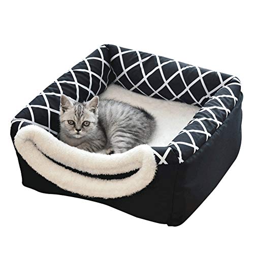 Casa de mascotas, 2 en 1 nido para mascotas y sofá cama de sueño suave y cálida transpirable gato, lavable a máquina antideslizante plegable suave cálido perro gato cama para cachorros conejo cueva