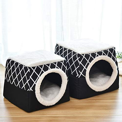 Casa de mascotas, 2 en 1 nido para mascotas y sofá cama de sueño suave y cálida transpirable gato, lavable a máquina antideslizante plegable suave cálido perro gato cama para cachorros conejo cueva