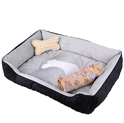 Casa del animal doméstico y sofá Cama for perros lavable, cama Admite Colchón Cojín caliente suave Primer cama de algodón con la manta y antideslizante inferior Tamaño: XXL ( Color : Black Grey )