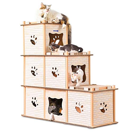 Caseta Lavable Desmontable Gato Rascarse for Cama, Salón, la camada de Bricolaje Doble Escalonado Cat Cat Corrugado Papel de rasguño Junta Molienda Garra Juguete