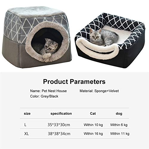 Caseta Perro Interior Camas para Perros Mascota Cueva Nido Mascota Perro Camas Perro sofá Cama Cama del Perro Camas para Gatos Gray,l