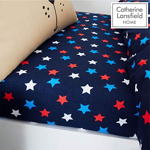 Catherine Lansfield Super Dog Easy Care - Sábana Bajera para Cama Individual, Color Azul Marino