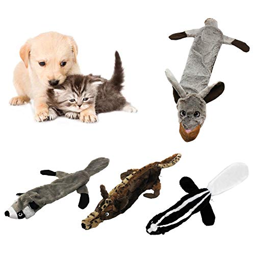 Catkoo Mascota Perro Gato Conejo Ardilla Lobo Muñeca Peluche Sonido Mordedura Interactiva Juguete para Masticar, Entrenamiento Dientes Juego Interactivo Juguete para Masticar Ardilla**None