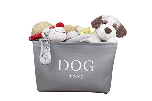 Cesta para Juguetes de Perro de Lona Color Gris - Caja de Alta Calidad para Almacenar los Juguetes de los Perros. 40 cm x 30 cm x 25 cm