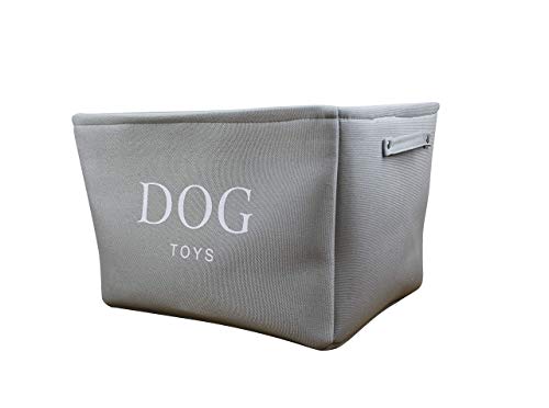 Cesta para Juguetes de Perro de Lona Color Gris - Caja de Alta Calidad para Almacenar los Juguetes de los Perros. 40 cm x 30 cm x 25 cm