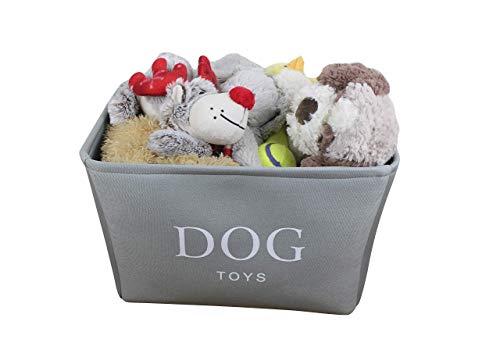 Cesta para Juguetes de Perro de Lona Color Gris - Caja de Alta Calidad para Almacenar los Juguetes de los Perros. 40 cm x 30 cm x 25 cm