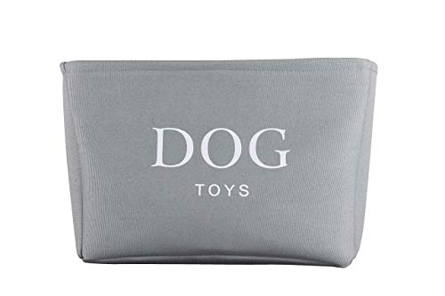 Cesta para Juguetes de Perro de Lona Color Gris - Caja de Alta Calidad para Almacenar los Juguetes de los Perros. 40 cm x 30 cm x 25 cm