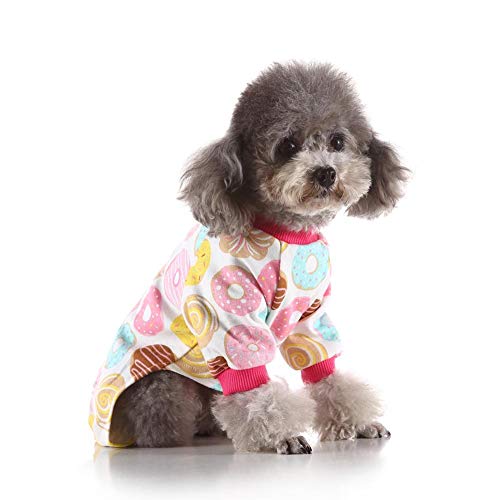 Cherishly Ropa para Perros, Pijamas de algodón Suave para Mascotas Sweetie Donuts, Camisetas de algodón Suave para Mascotas Sweetie Donuts, Rosa Modern