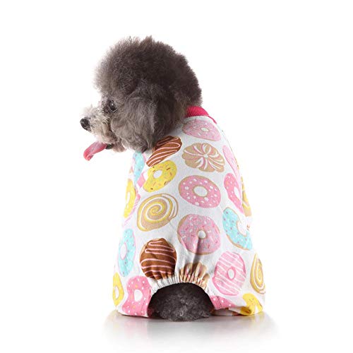 Cherishly Ropa para Perros, Pijamas de algodón Suave para Mascotas Sweetie Donuts, Camisetas de algodón Suave para Mascotas Sweetie Donuts, Rosa Modern