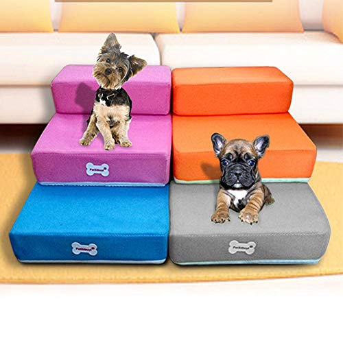 chivalrylist Escalera para Mascotas, Desmontable Equipo para Mascotas, 2 Escaleras Desmontables y Lavables, Suave Pasos para Gatos y Perros