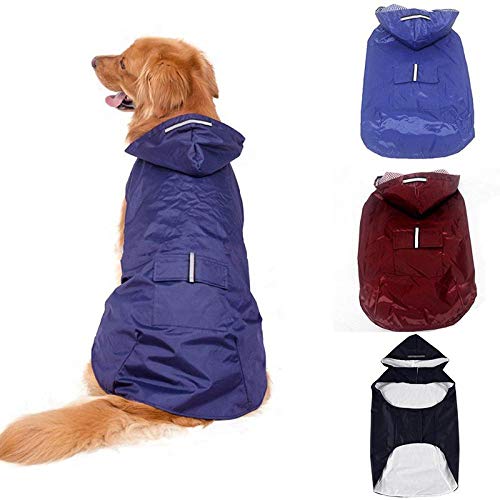 Chubasqueros Para Perros Impermeable Con Capucha Súper Impermeable Reflectante Para Mascotas Resistente Al Desgaste No Deformado Poncho Para Mascotas S-5Xl Para Perros Medianos Grandes-Negro_S