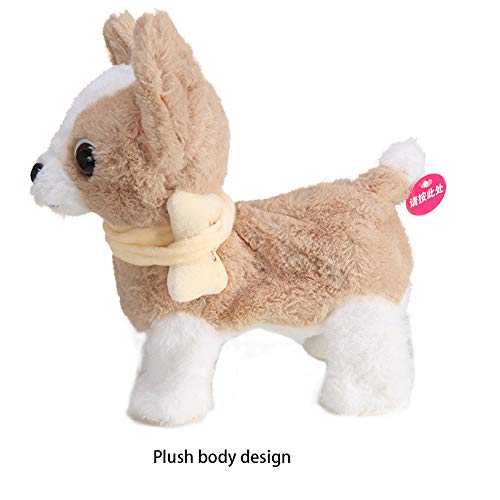 CHYK Juguete De Peluche Eléctrico para Niños, Simulación Electrónica Mecánica De Un Perro. Teddy Puede Cantar, Bailar Y Tirar De La Cuerda para Pasear Al Perro De Peluche,Red