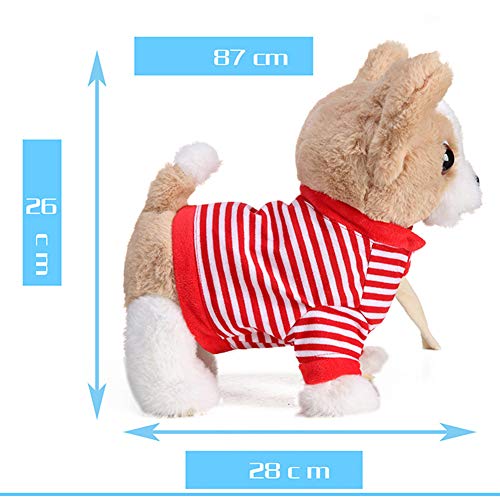 CHYK Juguete De Peluche Eléctrico para Niños, Simulación Electrónica Mecánica De Un Perro. Teddy Puede Cantar, Bailar Y Tirar De La Cuerda para Pasear Al Perro De Peluche,Red