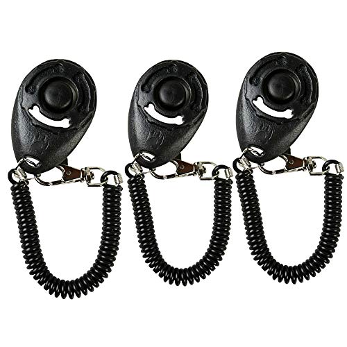 Clicker Adiestramiento para Perros con Correa de Muñeca Profesional Perro Gato de Caballo de Aves Mascotas Formación de Clicker Ejercitar la Obediencia y Enseñar a la Mascota 3 Piezas Negro