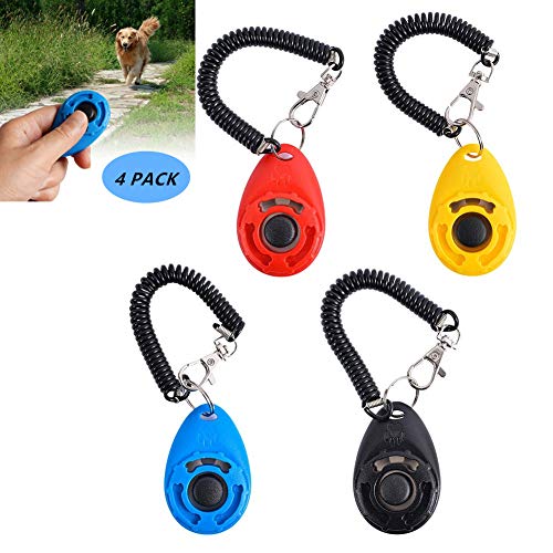 Clicker para Adiestramiento Perro,4 Piezas Adiestradores Para Mascotas Con Correa para la Muñeca,Clickers de Entrenamiento para perros