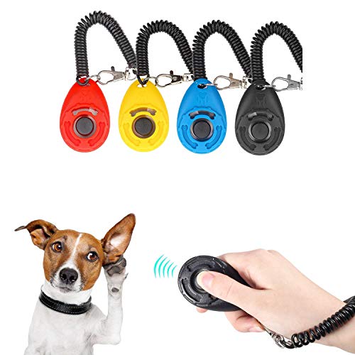 Clicker para Adiestramiento Perro,4 Piezas Adiestradores Para Mascotas Con Correa para la Muñeca,Clickers de Entrenamiento para perros