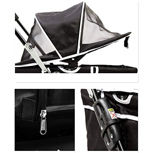 Cochecito para Perro Plegable, 4 Ruedas, A Prueba De Viento Paseante, Carrito De Cochecito Viajar Al Aire Libre Carro del Gato Perrito Impermeable (Color : Black)