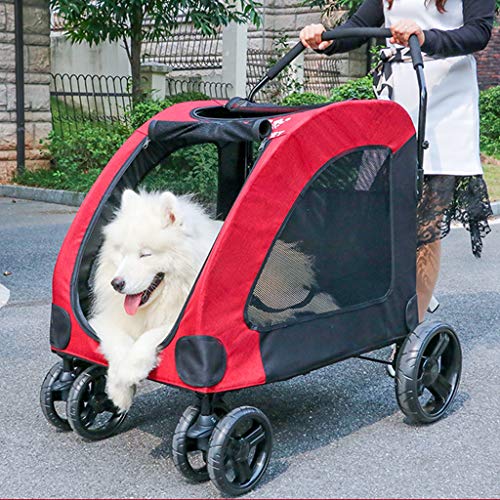 Cochecitos para Perros para Gatos Y Perros Grandes Y Medianos De hasta 55 Kg, Buggy para Mascotas Plegable De 4 Ruedas De Viaje Ligero, Puertas Dobles Delanteras Y Traseras