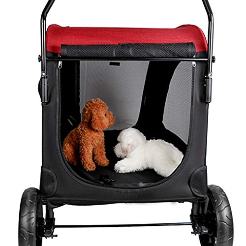 Cochecitos para Perros para Gatos Y Perros Grandes Y Medianos De hasta 55 Kg, Buggy para Mascotas Plegable De 4 Ruedas De Viaje Ligero, Puertas Dobles Delanteras Y Traseras