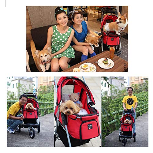 Cochecitos para Perros, Viajes Al Aire Libre Neumático Neumatico Pet Push/Trailer Carros De Trolley para Perros para Gatos Medianos Y Grandes Carros De Perros con Discapacidad (Color : Red)