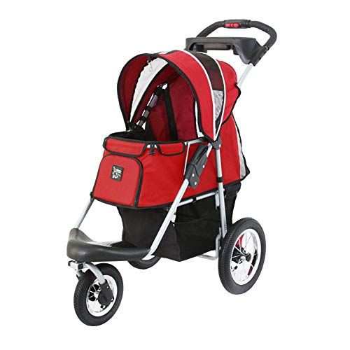 Cochecitos para Perros, Viajes Al Aire Libre Neumático Neumatico Pet Push/Trailer Carros De Trolley para Perros para Gatos Medianos Y Grandes Carros De Perros con Discapacidad (Color : Red)