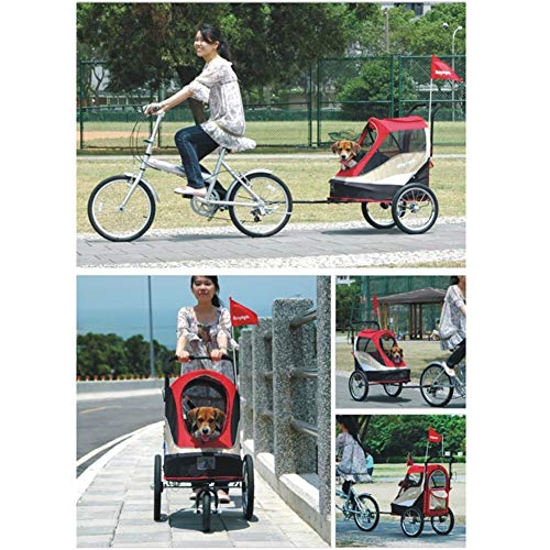 Cochecitos para Perros, Viajes Al Aire Libre Uso Dual De Segunda Generación Pet Push/Trailer Carros De Trolley para Perros Gatos Medianos Y Grandes para Discapacitados (Color : Red)