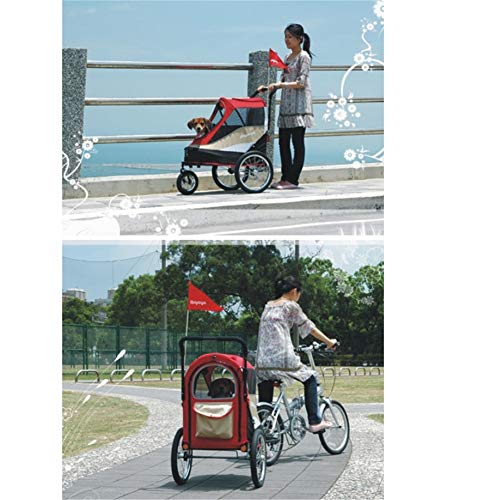 Cochecitos para Perros, Viajes Al Aire Libre Uso Dual De Segunda Generación Pet Push/Trailer Carros De Trolley para Perros Gatos Medianos Y Grandes para Discapacitados (Color : Red)