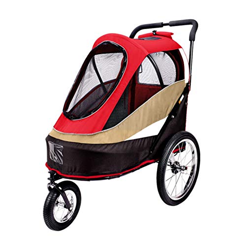 Cochecitos para Perros, Viajes Al Aire Libre Uso Dual De Segunda Generación Pet Push/Trailer Carros De Trolley para Perros Gatos Medianos Y Grandes para Discapacitados (Color : Red)