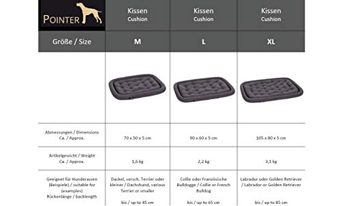 cojín para perros, de Pointer, ortopédica, estable, antiarañazos, para verano, reversible, limpieza fácil, apto para secadora, lavable completamente a 95°C, calidad prémium, tamaño y color a elegir