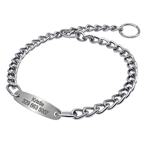 Collar Adiestramiento Perros Collar De Perro Grande Cadena Collares Para Mascotas Personalizados Gargantilla De Entrenamiento De Perros De Plata Placa De Identificación De Etiqueta De Grabado Gratis,