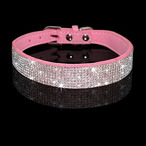 Collar De Perro Ajustable Collar De Gato De Diamantes De Imitación Gamuza   Gatos De Perro Collar De Gatito Para Perros Pequeños Collar De Mascota Para Chihuahua Yorkshire Bulldog Francés Xs, Rosa, X