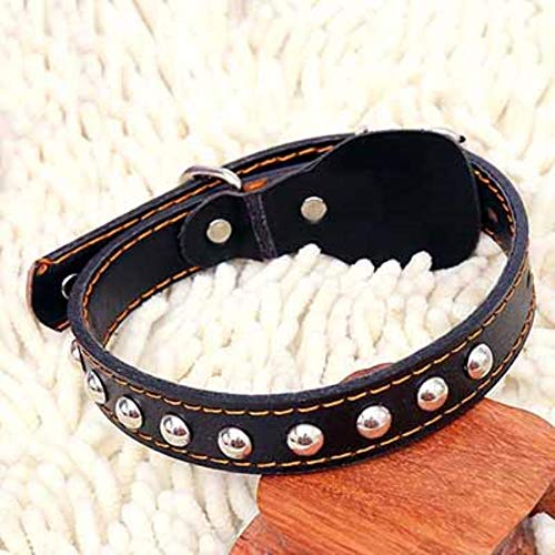 Collar De Perro Ajustable Collar Para Perros Collar De Entrenamiento Para Perros De Cuero Negro Resistente Y Resistente Para Perros Pequeños Medianos Grandes Collar De Labrador Bulldog Francés, Negro