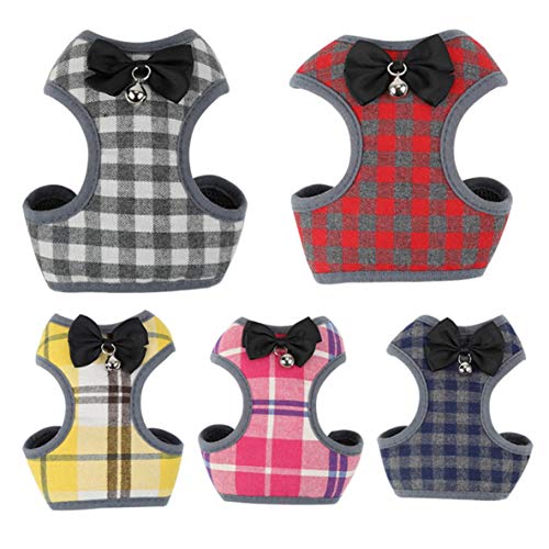 Conjunto de arnés y Correa para Perros pequeños Arnés para Chaleco para Mascotas con Malla Bowknot Acolchado para Cachorros pequeños Perros Chihuahua Yorkies Pug - Azul - L