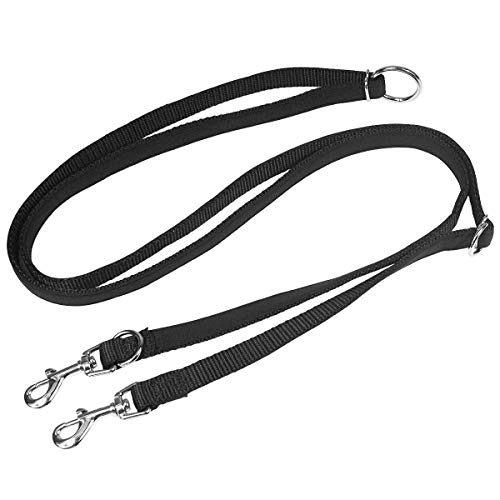 Correa de Mascota, 15mm * 2m Perro Formación Correa Cachorro Manos Libres Plomo Doble de Plomo para Entrenamiento al Aire Libre, Caminar, Correr - Negro