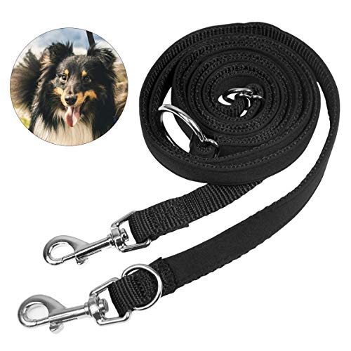 Correa de Mascota, 15mm * 2m Perro Formación Correa Cachorro Manos Libres Plomo Doble de Plomo para Entrenamiento al Aire Libre, Caminar, Correr - Negro