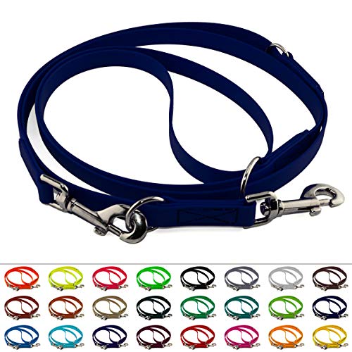 Correa para perros BioThane 19 mm / ajustable múltiple / 1,75 - 5 metros [4,5 m] / 25 colores [Azul] / cucita