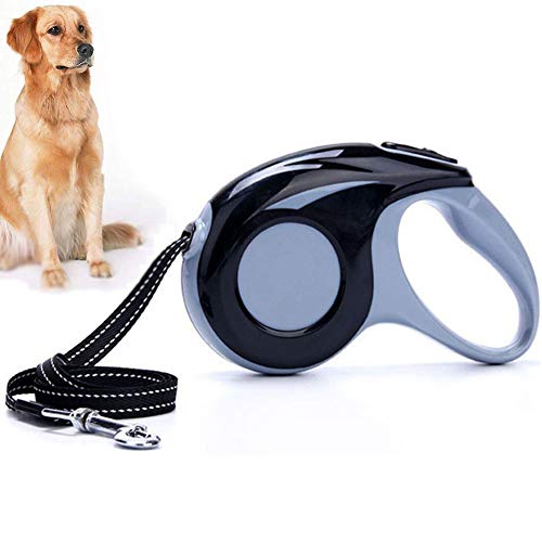 Correa Retráctil para Perros, 3 M, 10 Kg, 5 M 17 Kg Tiro Liviano Y Potente, Correa para Mascotas Pequeña Mediana Grande Raza Extensible,Black,5Meters