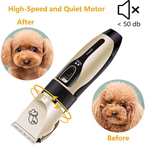 Cortapelos para Perros Profesional Cortapelos Perros Mascotas Gatos Set Máquina Cortar Pelo Esquiladora Eléctrico Inalámbrico Recargable Silencioso con 4 Peines Guía para Mascotas Gatos Perros