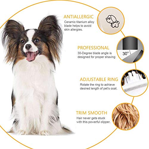 Cortapelos para Perros Profesional Cortapelos Perros Mascotas Gatos Set Máquina Cortar Pelo Esquiladora Eléctrico Inalámbrico Recargable Silencioso con 4 Peines Guía para Mascotas Gatos Perros