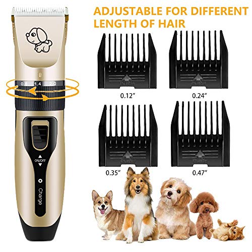 Cortapelos para Perros Profesional Cortapelos Perros Mascotas Gatos Set Máquina Cortar Pelo Esquiladora Eléctrico Inalámbrico Recargable Silencioso con 4 Peines Guía para Mascotas Gatos Perros