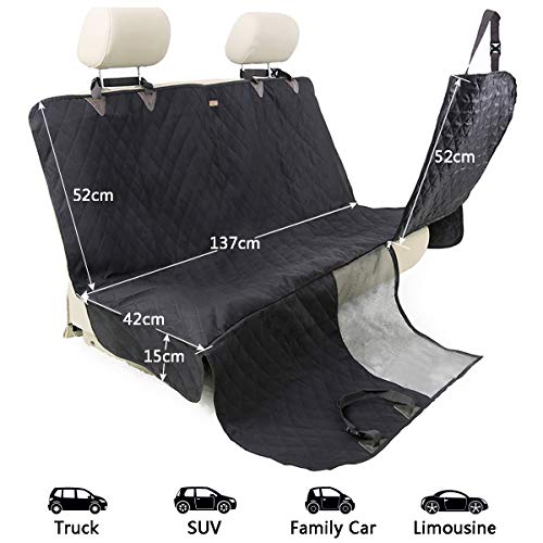 Cubierta de Asiento de Coche para Perros - Cubre Asientos de Coche para Mascotas - Impermeable Protector Funda de Asiento Antideslizante para Viaje con Hebilla de Seguridad