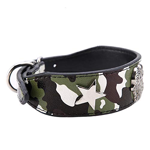 Cuellos del Animal doméstico de Cuero de la PU, Collar de Perro Collar de Moda del Animal doméstico Perrito Suave Pitbull Pequeño Medio Perros Anillo del Cuello(Verde XL)