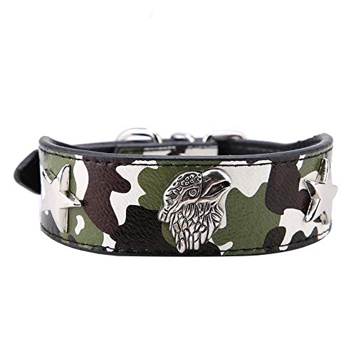 Cuellos del Animal doméstico de Cuero de la PU, Collar de Perro Collar de Moda del Animal doméstico Perrito Suave Pitbull Pequeño Medio Perros Anillo del Cuello(Verde XL)