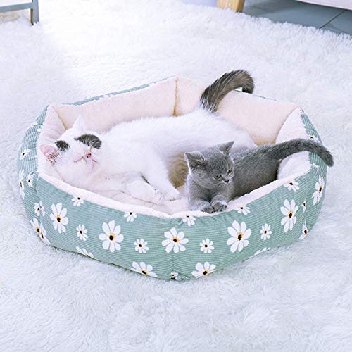 Cuevas Gato & Casas, Premium Cama Del Animal Doméstico Casa - Acogedor Tela Elegante Cama Diseño Del Gato Del Perro Del Gato Suave Caliente Cueva Extraíble Y Lavable,Azul,M