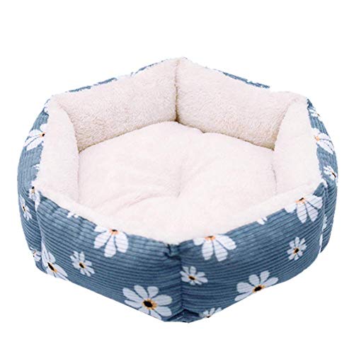 Cuevas Gato & Casas, Premium Cama Del Animal Doméstico Casa - Acogedor Tela Elegante Cama Diseño Del Gato Del Perro Del Gato Suave Caliente Cueva Extraíble Y Lavable,Azul,M